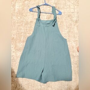 Emery Rose Blue Short Overalls size L